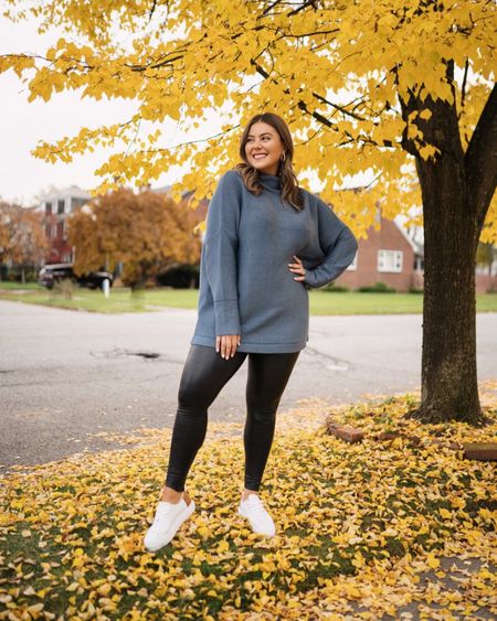 Timeless winter fashion- leggings and an oversized sweater. Wearing size L in sweater (runs generous) and XL in leggings. Use code CARALYN10 at Spanx checkout. 

#LTKstyletip #LTKplussize #LTKSeasonal