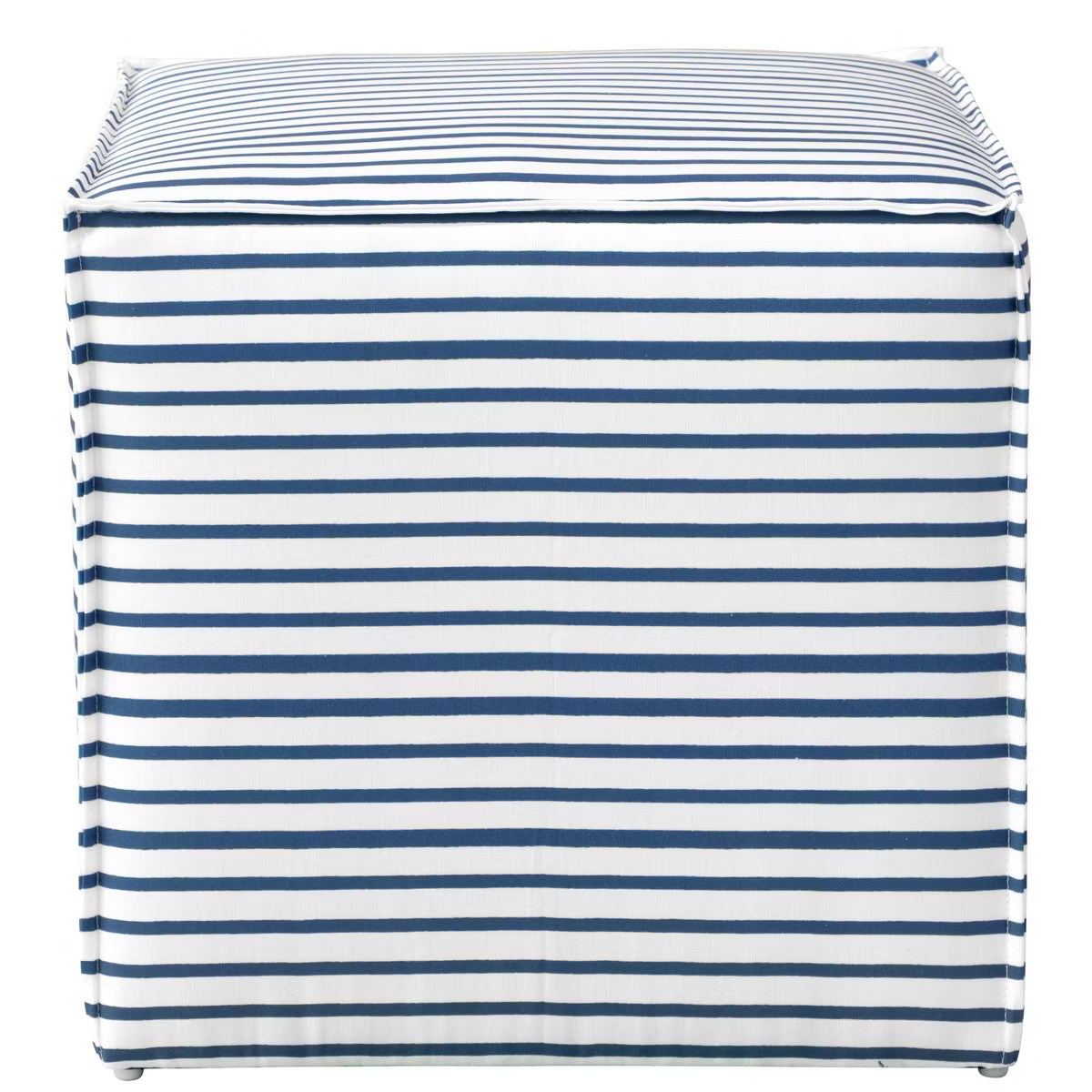 Skyline Furniture French Seam Ottoman in Nautical Stripe Navy | Target