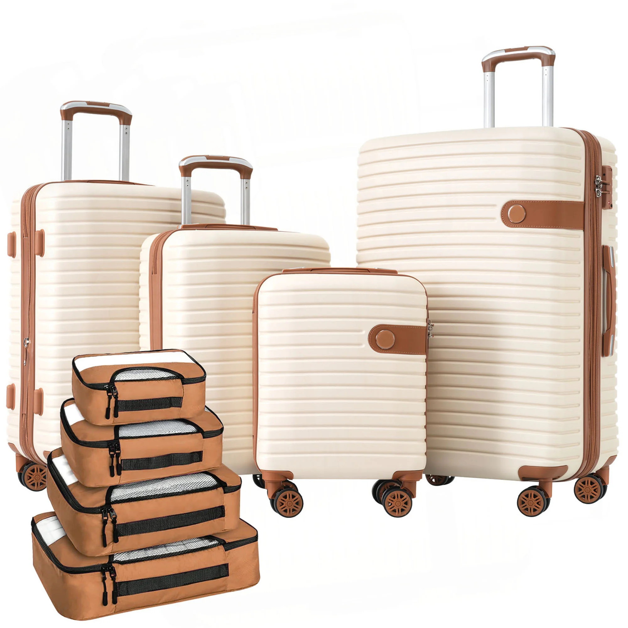 4 Piece Luggage Set Suitcase Set, ABS Hard Shell Lightweight Expandable Travel Luggage with 4 Packing Cubes, TSA Lock(16/20/24/28) | Wayfair North America