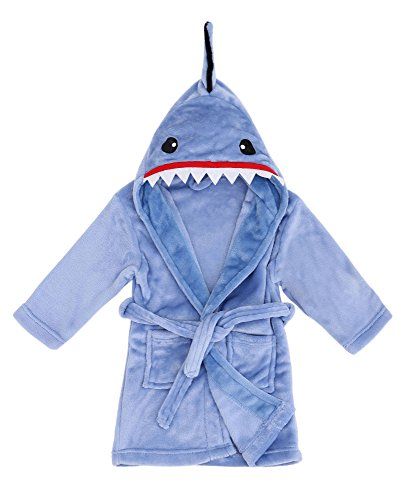 Animal Robe with Hood Soft Plush Terry Cloth Bathrobe,Shark Blue,M(4-6 Years) | Amazon (US)