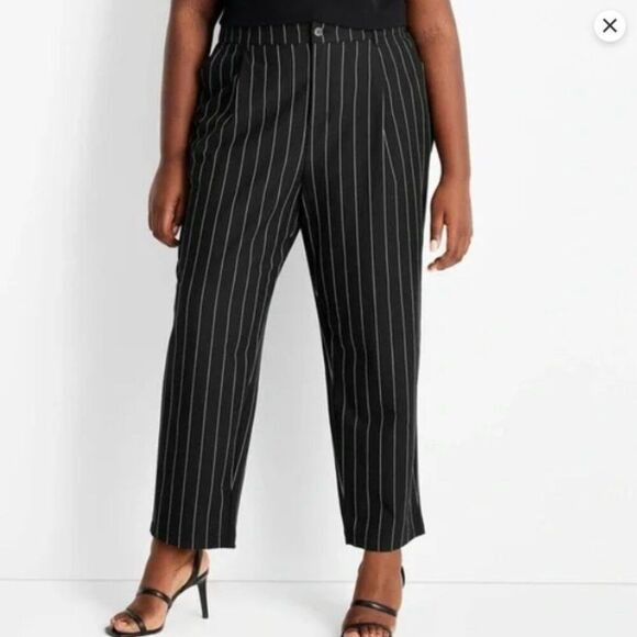 Future Collective x Kahlana Barfield Brown Pinstriped Pants Trouser Size 2 NWT | Poshmark