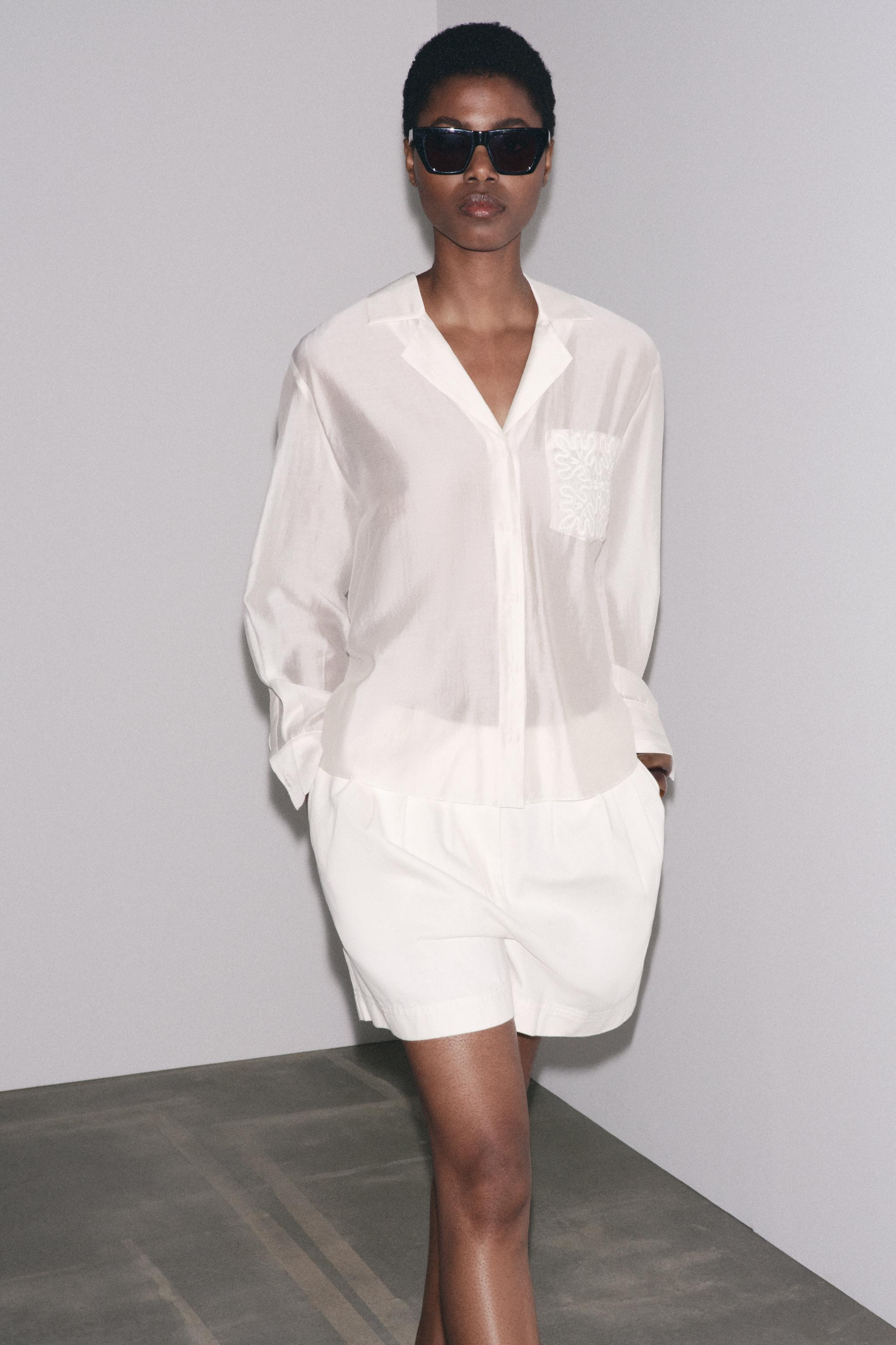 ZW COLLECTION EMBROIDERED POCKET SHIRT | Zara UK