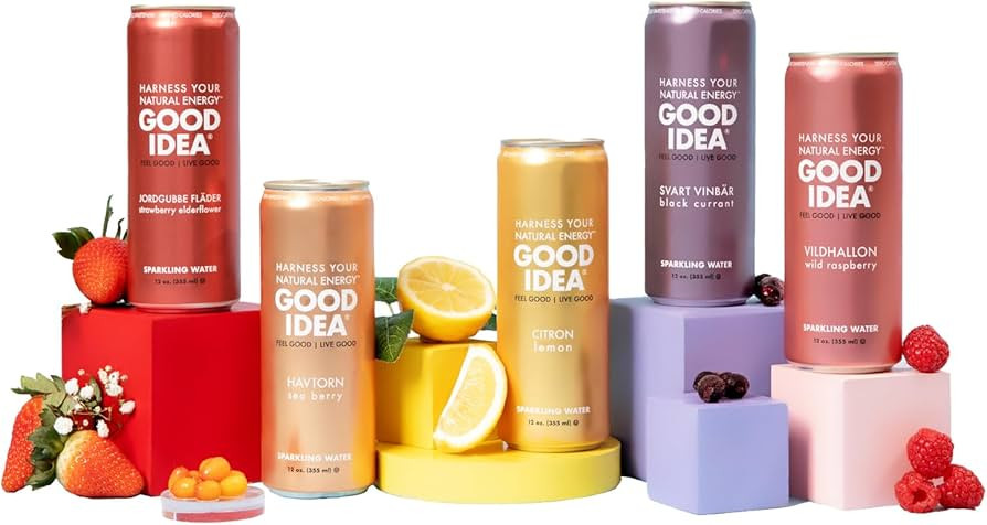 GOOD IDEA - Functional Sparkling Water - 5 Flavors - Primes Metabolism, Balances Blood Sugar - Ca... | Amazon (US)