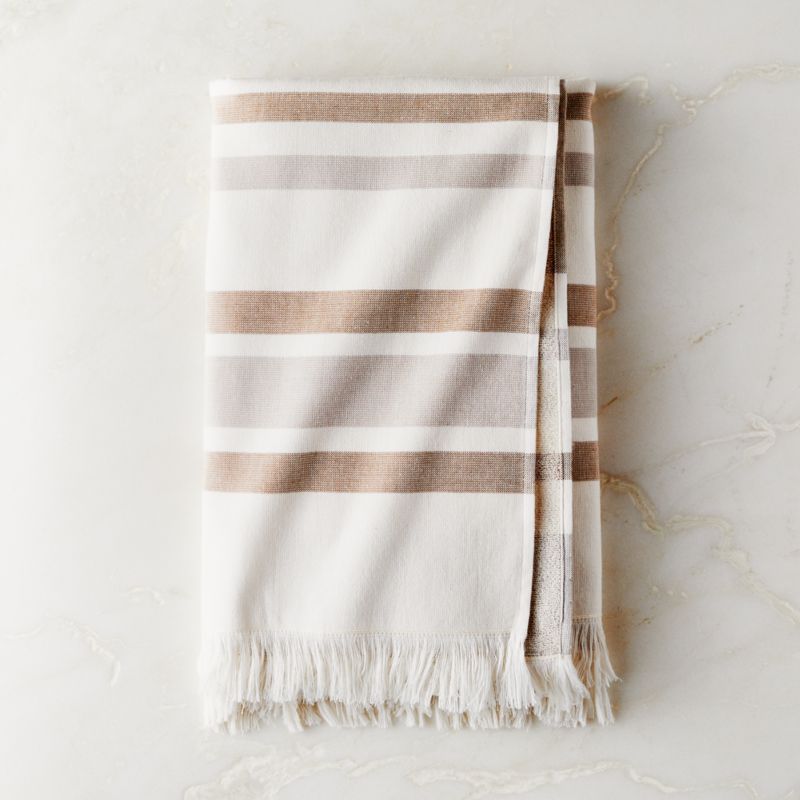 Kamilla Organic Cotton Striped Copper Bath Towel + Reviews | CB2 | CB2