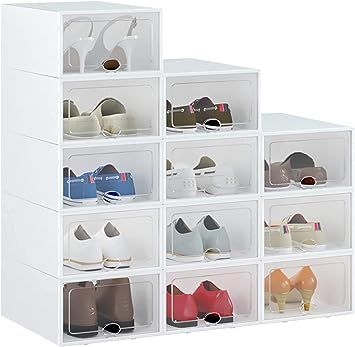 HOMIDEC 12pcs Shoe Box, Shoe Storage Boxes Clear Plastic Stackable, Shoe Organizer Containers wit... | Amazon (UK)