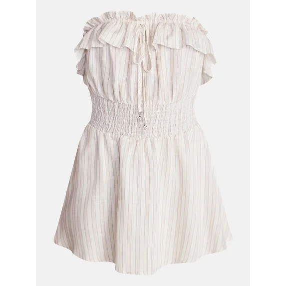 No Boundaries Strapless Ruffle Romper, Women's XXS-XXL | Walmart (US)