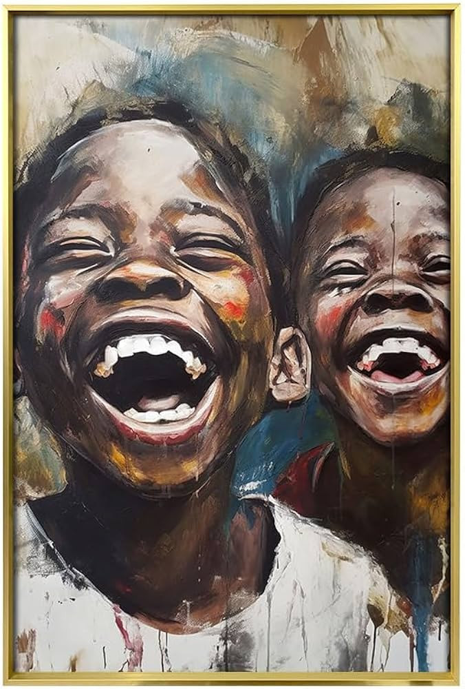 African American Canvas Wall Art 2 Laughing Boys Children's Posters Prints Happy Kids Poster Pain... | Amazon (US)