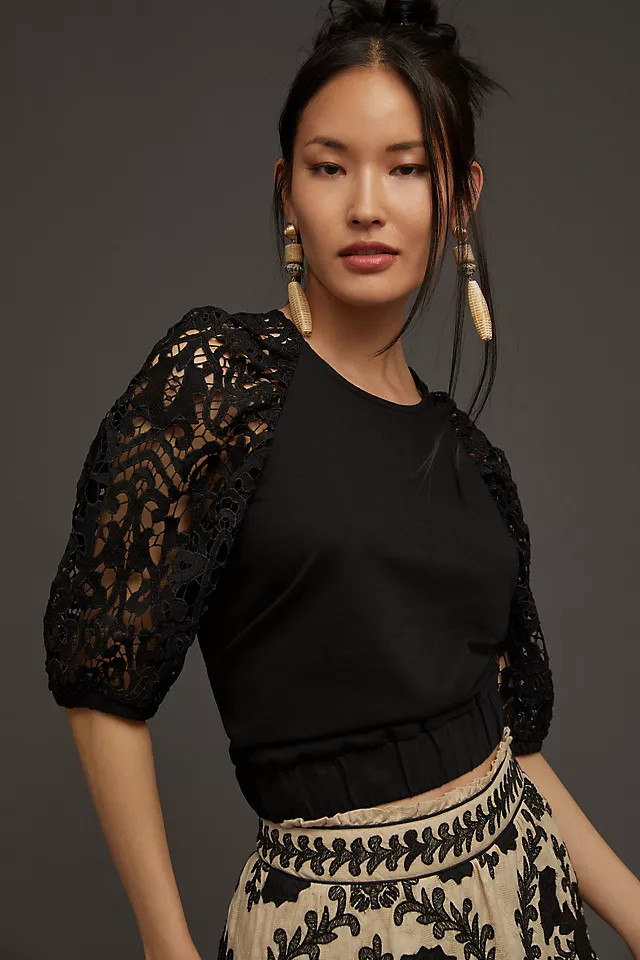 DOLAN Lace-Sleeve Sweatshirt | Anthropologie (US)