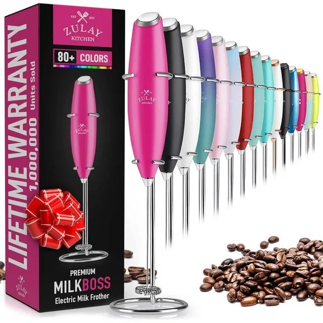 Zulay Kitchen Milk Frother with Stand Handheld Electric Whisk for Coffee Latte and Matcha Beaming... | Walmart (US)