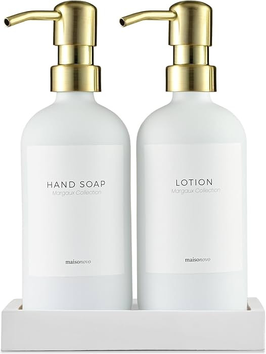 MaisoNovo Soap Dispenser 3-Piece Set | 16.9oz White Bottles with Gold Stainless Steel Pumps | Amazon (US)