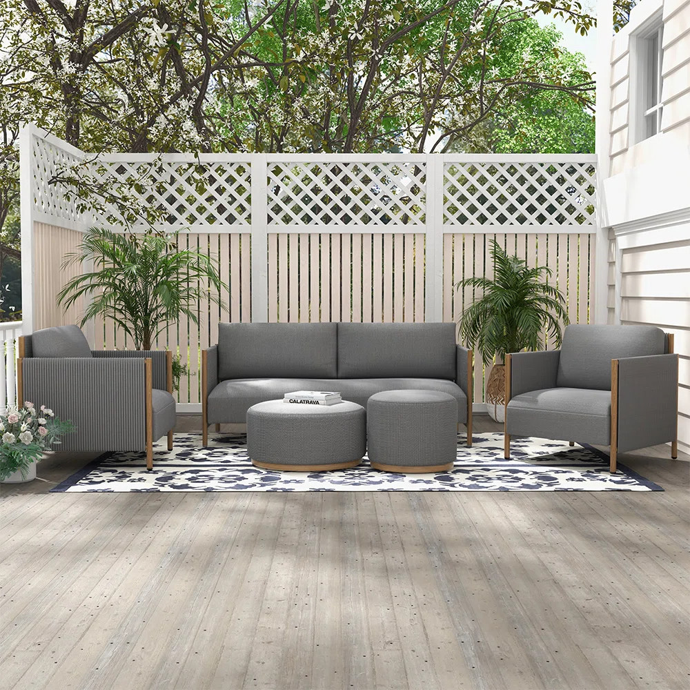 Briles Metal 5 Piece Sofa Seating Group with Olefin Cushions | Wayfair North America