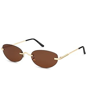 SOJOS Retro Small Oval Sunglasses Womens Trendy Rimless Sun Glasses Vintage Narrow Shades SJ1242 | Amazon (US)