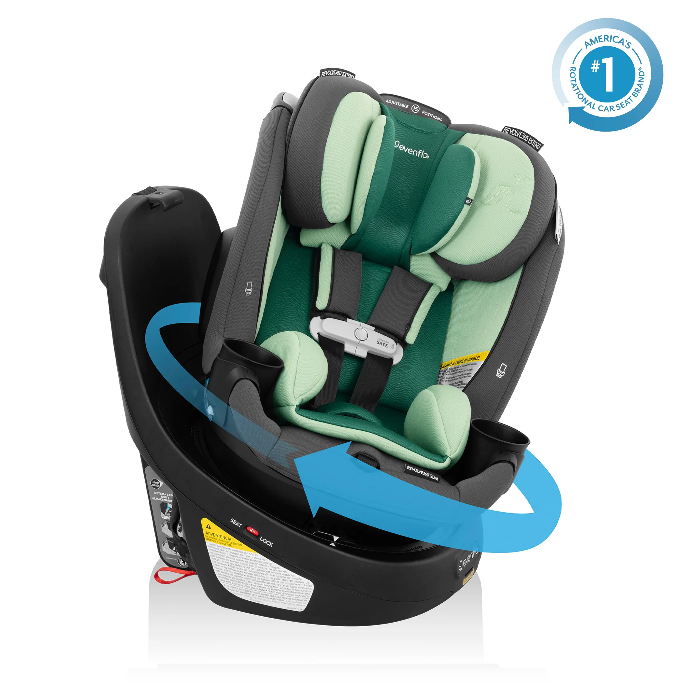 Revolve360 Slim 2-in-1 Rotating Car Seat with Green & Gentle Fabric - Evenflo® Official Site | Evenflo Company