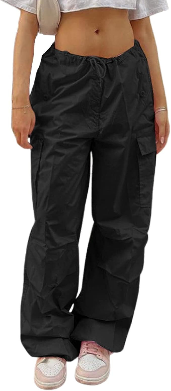 YAHUIUL Parachute Pants Women, Cargo Pants for Women Baggy Low Waist Zipper Y2K Pants Light Baggy... | Amazon (US)