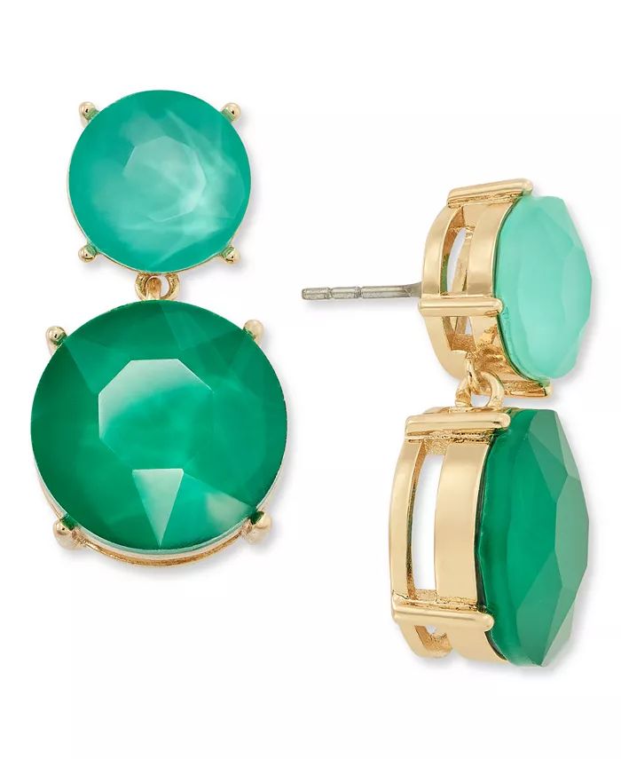 Gold-Tone Stone Double Drop Earrings, Created for Macy's | Macy's