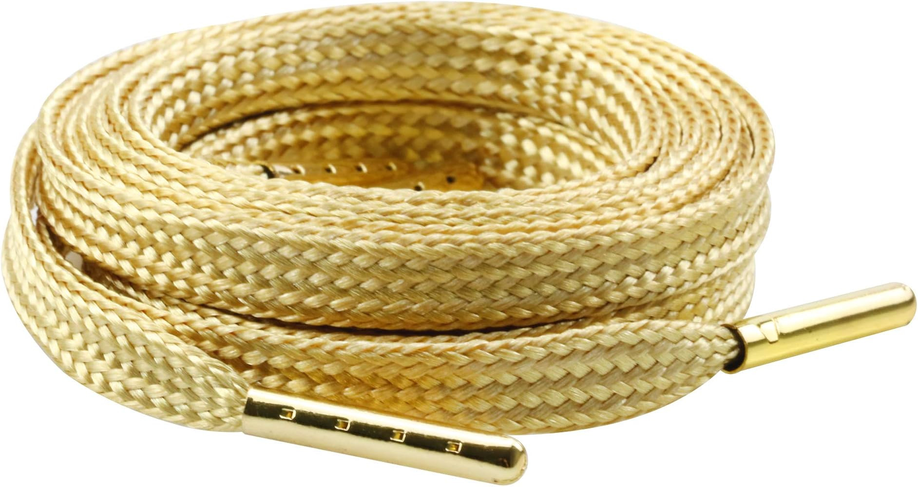 MiracleCat Flat/Round Silk Shoelaces for Sneakers and Sports Shoes 120-160CM Golden/Silver Colors | Amazon (US)