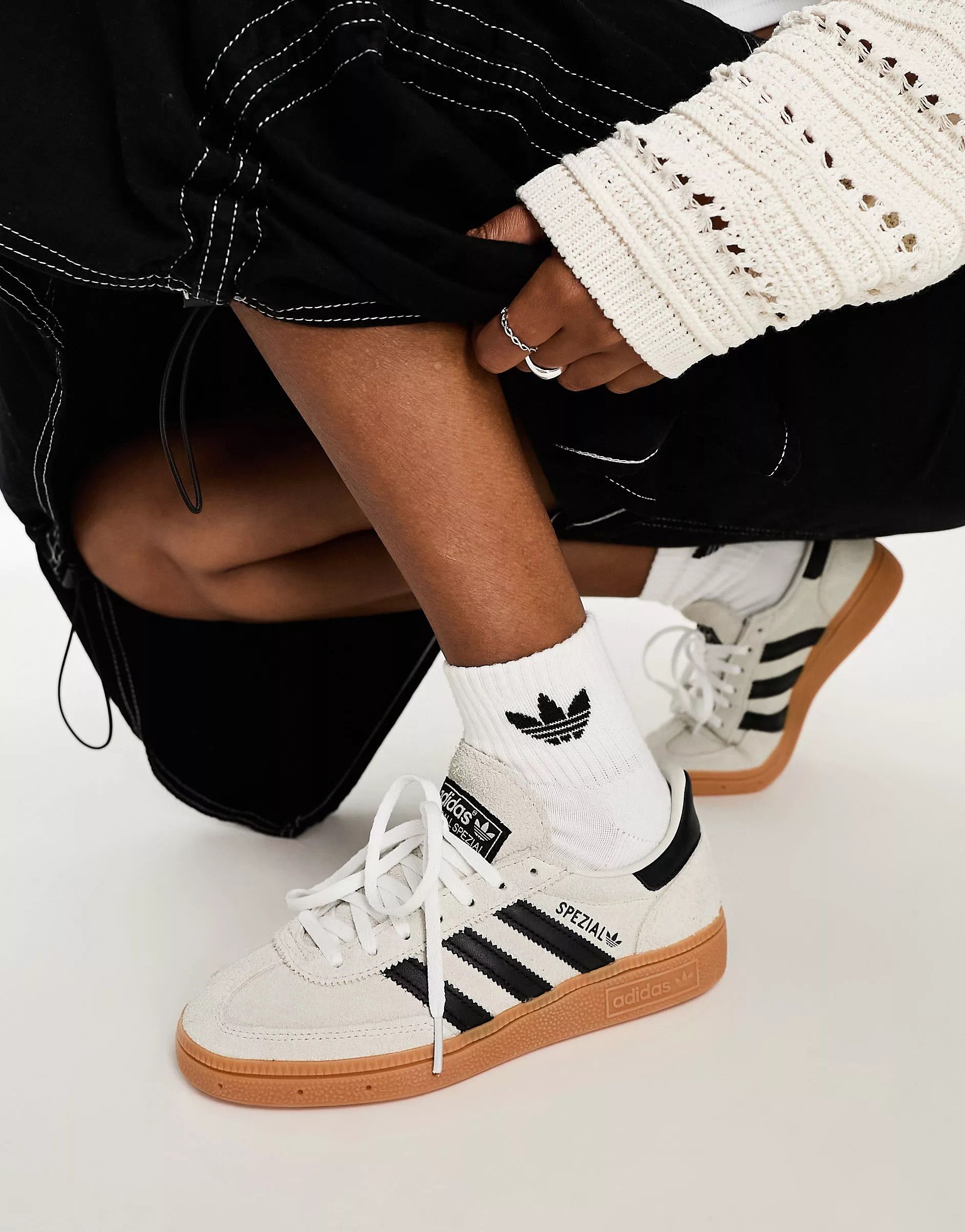 adidas Originals Handball Spezial gum sole trainers in cream and black | ASOS (Global)