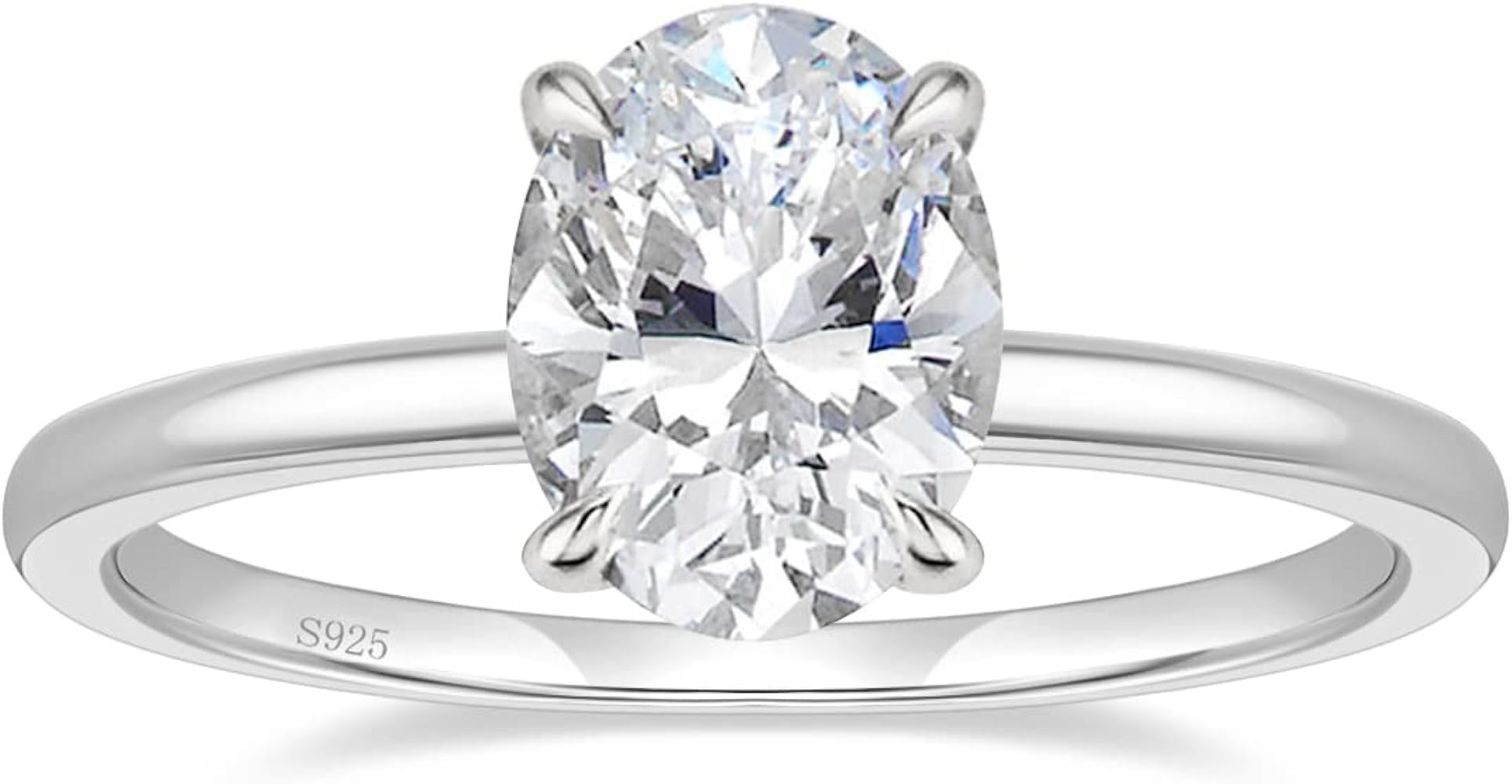 EAMTI 3CT 925 Sterling Silver Engagement Rings Oval Cut Solitaire Cubic Zirconia CZ Wedding Promise  | Amazon (US)
