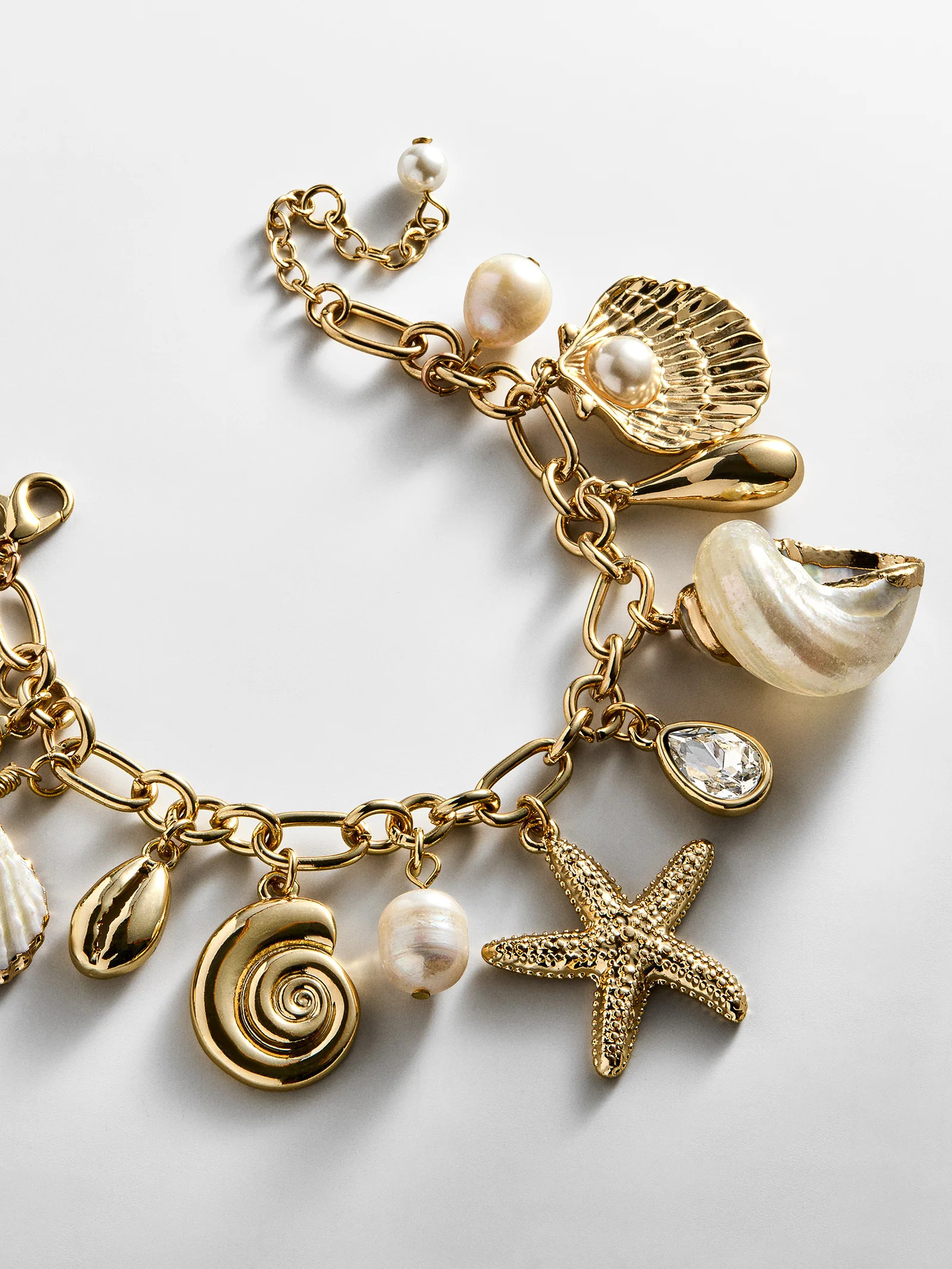 Isla Charm Bracelet - Gold/Pearl | BaubleBar