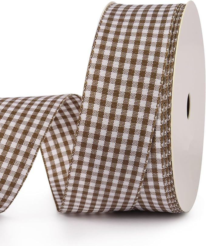 VIVIQUEN Gingham Ribbon Checkered Ribbon 1-Inch Wide Taffeta Plaid Ribbon 25 Yard Long 100% Polye... | Amazon (US)
