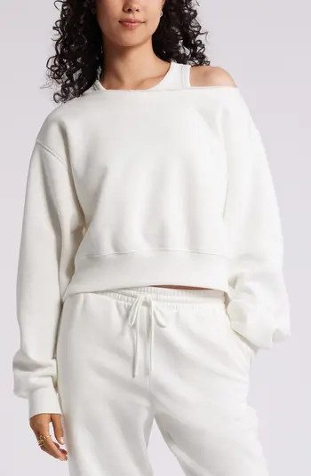 Fleece Detail Off the Shoulder Sweatshirt | Nordstrom
