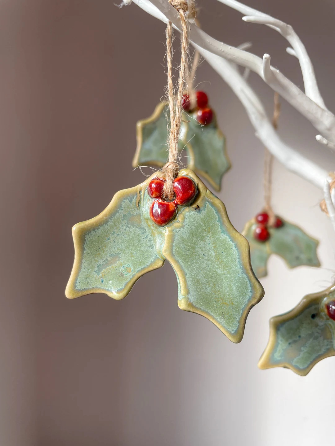 Ceramic Hanging Holly Christmas Decoration/ Hanging Ornament/ Tree Decoration - Etsy | Etsy (US)