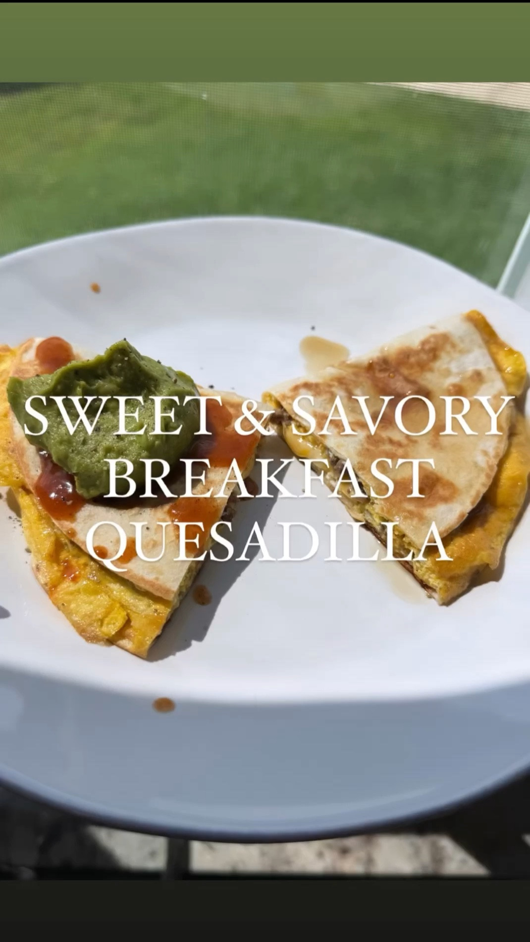 Breakfast quesadilla

Ingredients:
2 eggs
1 flour tortilla (soft taco size)
2 tbsp ground breakfast sausage (i used Jimmy deans)
Shredded Colby jack cheese
Salt/pepper to taste 
Maple syrup
Hot sauce 
Guacamole 

Recipe:
Heat your sautee pan on med/low with a light drizzle of oil and whisk together your eggs and meat. Pour into your pan and place your tortilla on top. Let this cook for a few minutes- use your spatula to press down to make sure any uncooked egg makes its way to the edges of the pan- flip your tortilla and your shredded cheese to one side and fold in half. Let it get nice and toasted on both sides then cut in half and serve with whatever toppings you like! I used maple syrup on one half and hot sauce/guac/salt and freshly cracked pepper on the other. A little sweet: a little savory 😝 enjoy!

#LTKHome #LTKFamily #LTKFindsUnder50