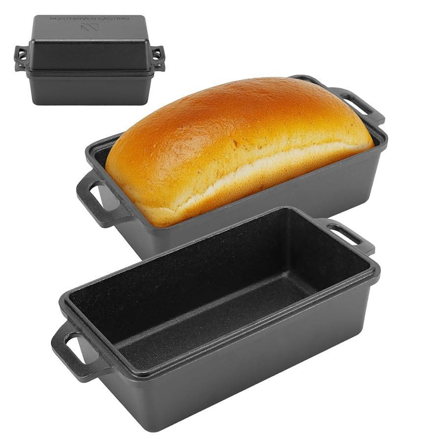 9×5 Inch Cast Iron Loaf Pan with Lid | Bread Baking Pans | Even Heat Distribution for Homemade B... | Amazon (US)