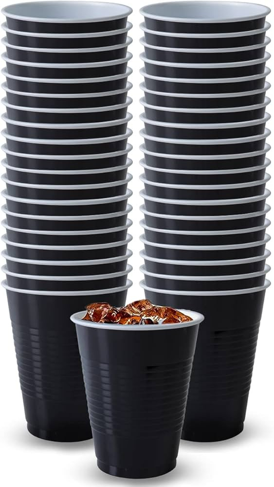 50 Count Plastic Cup, 18-Ounce, Black | Amazon (US)