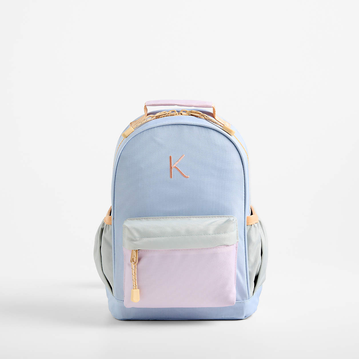 Green and Blue Colorblock Medium Kids Backpack with Side Pockets + Reviews | Crate & Kids | Crate & Barrel