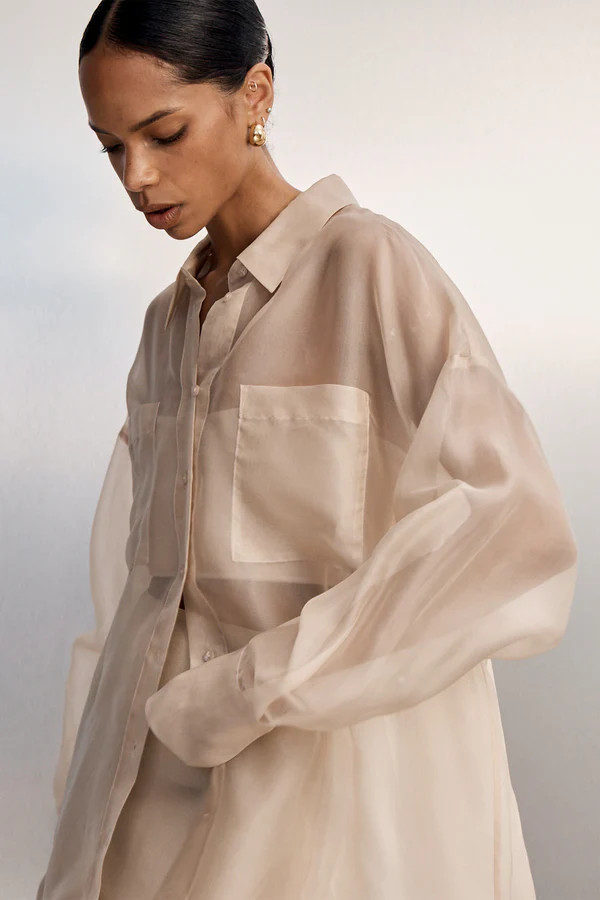 SIAN GOLD SILK ORGANZA SHIRT | DISSH