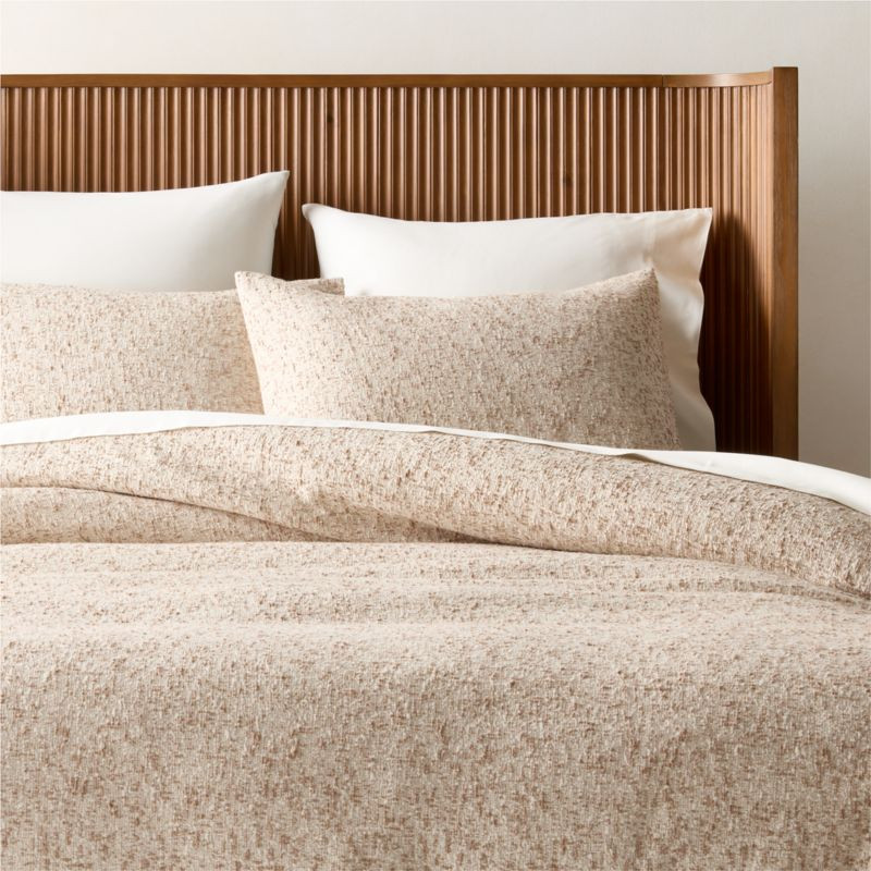 Lara Organic Cotton Light Brown Boucle King Duvet Cover + Reviews | CB2 | CB2