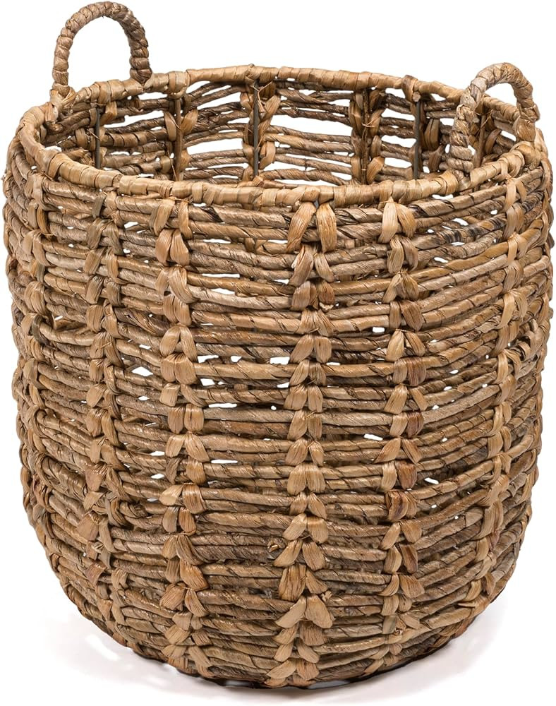 happimess BSK1003A Laurel Bohemian Hand-Woven Abaca Basket with Handles for Storage and Decoratio... | Amazon (US)