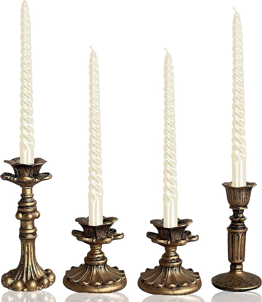 Vintage Candlestick Holder for Taper，Resin Candle Holder Antique Bronze，Decorative for Home D... | Amazon (US)