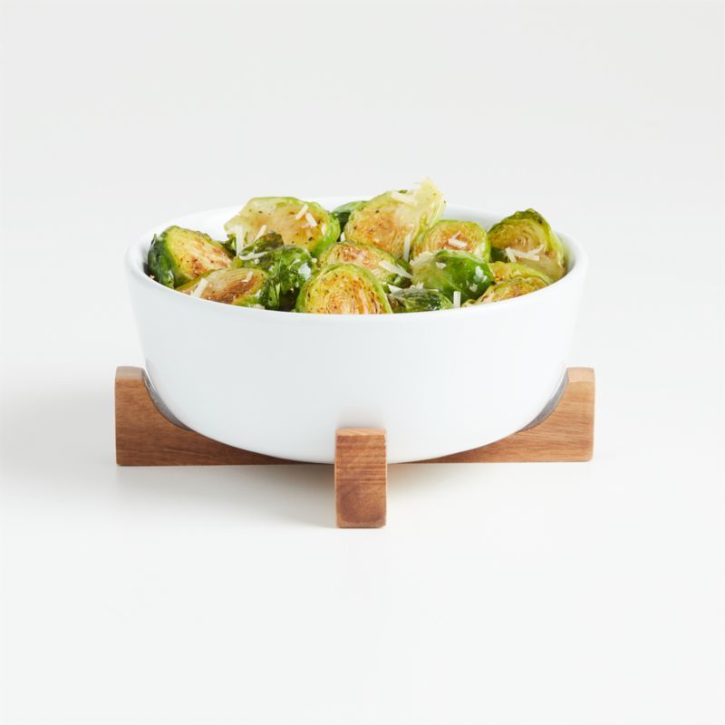 Oven-to-Table Small Serve Bowl with Wood Trivet + Reviews | Crate & Barrel | Crate & Barrel