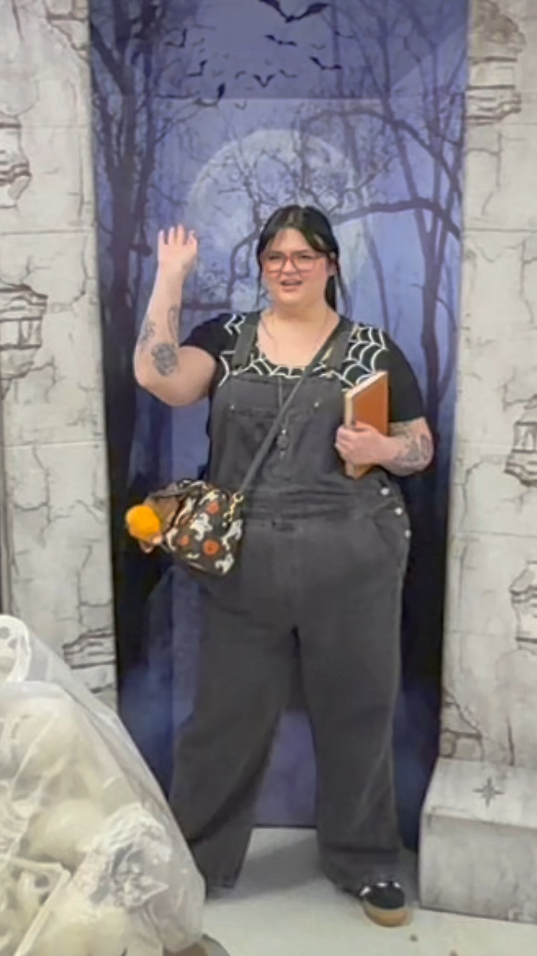 Plus size overalls. Halloween outfit. Black overalls. Coach Halloween bag. Halloween labubu.  Halloween outfit 

#LTKFindsUnder100 #LTKPlusSize