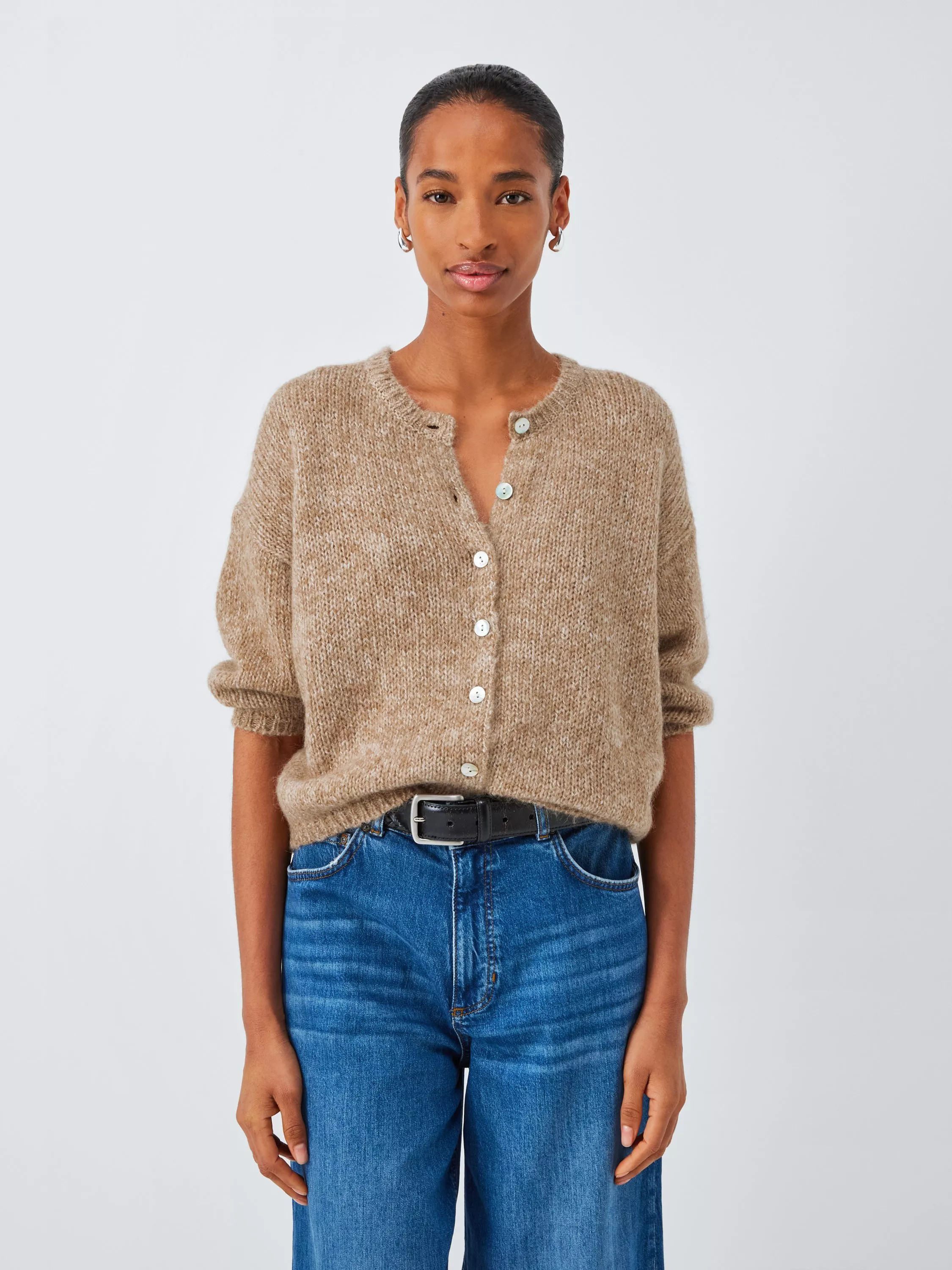AND/OR Poppy Wool Blend Knit Cardigan, Warm Pine | John Lewis (UK)