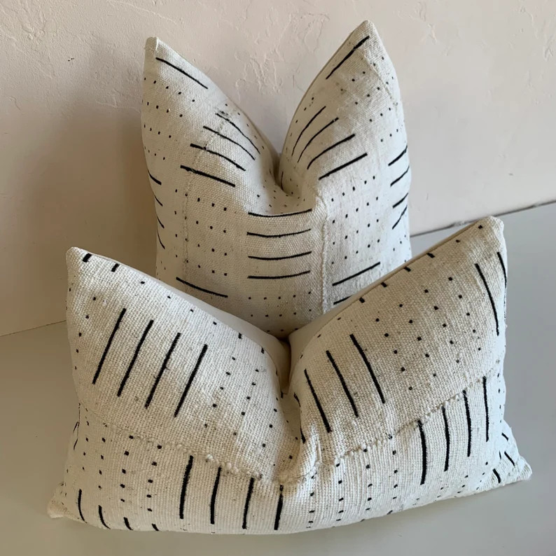 African Mudcloth pillow cover | cream dot dash | Etsy (US)