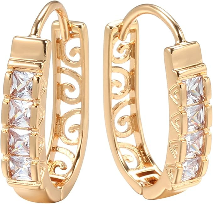 CKHAO Women's Earrings - Rose Gold Plated Cubic Zirconia Cuff Earrings Huggie Stud H0188 | Amazon (US)