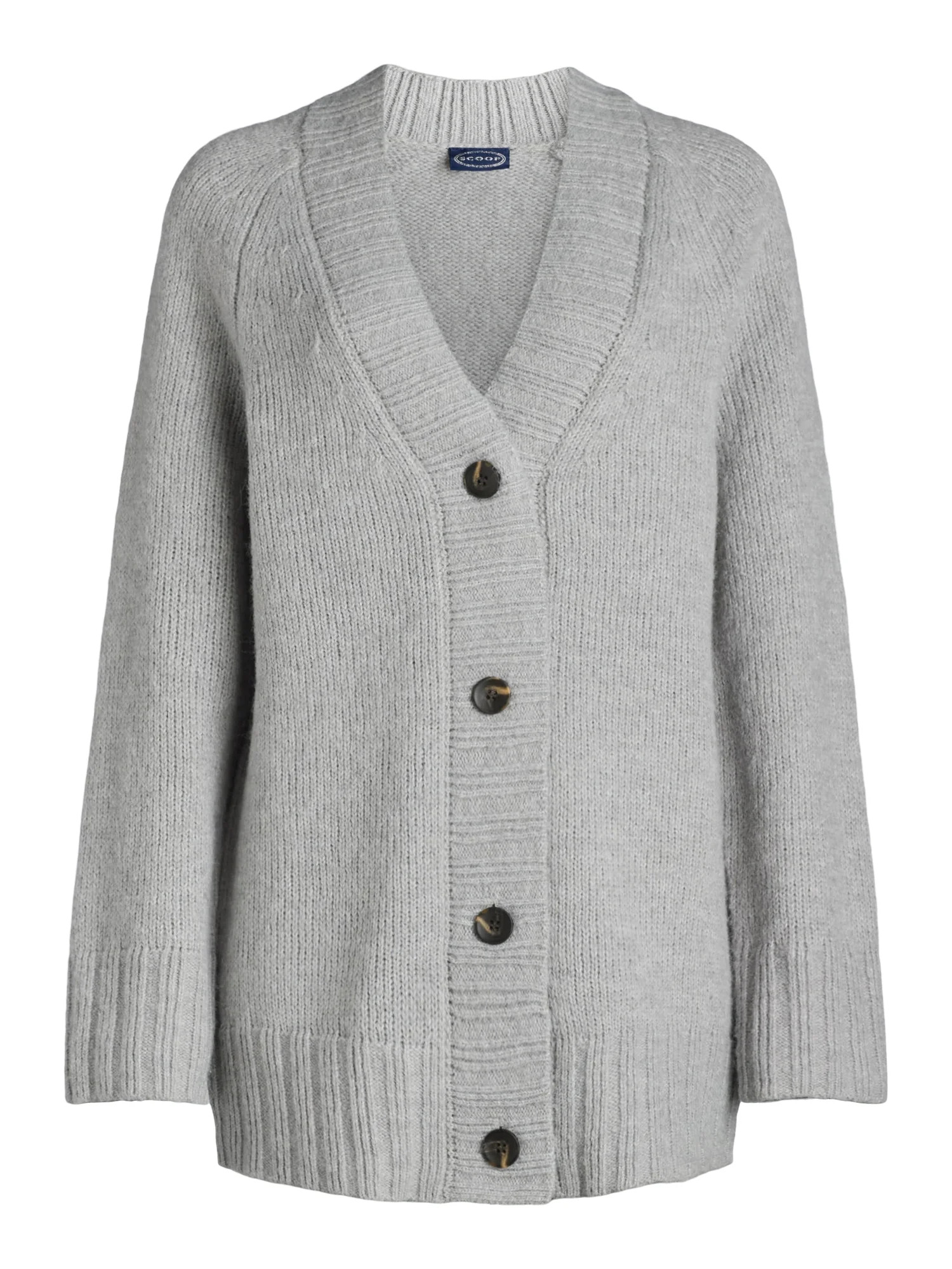 Scoop Women's Oversized V Neck Cardigan Sweater, Midweight, Sizes XS-XXL | Walmart (US)