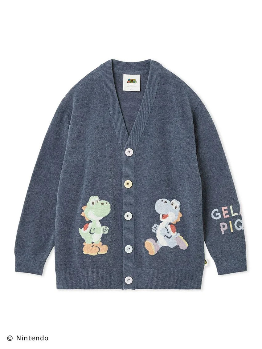 [SUPER MARIO] [UNISEX] Toad & Yoshi Jacquard Cardigan | Gelato Pique