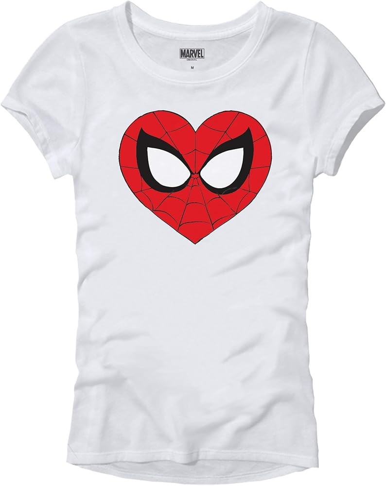 Marvel Spider-Man Face Mask Heart Logo Symbol Womens Juniors T-Shirt | Amazon (US)
