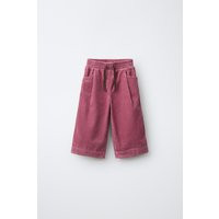 Zara - Corduroy Wide-Leg Pants With Lace Trim - Dark Pink - 5 Years (43,3 Inches) - Kids | Zara US