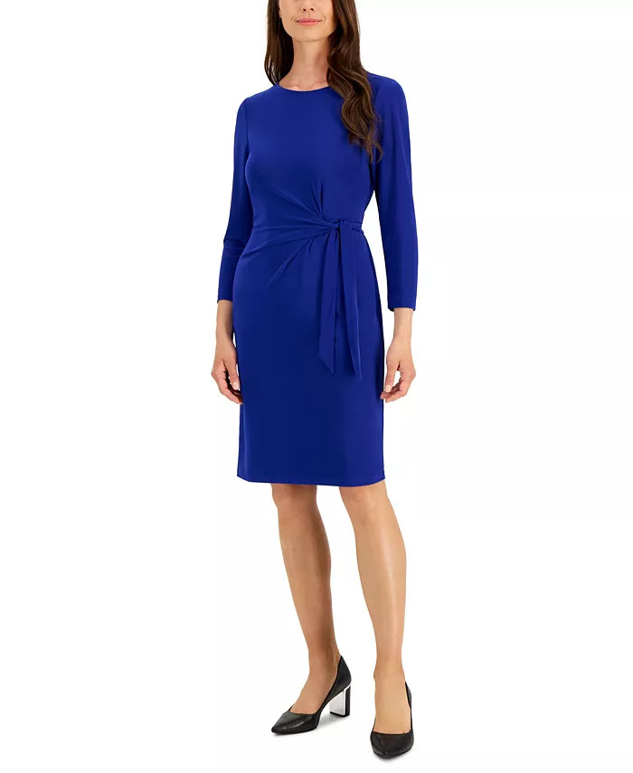Women's Side-Tie Faux-Wrap Dress | Macys (US)