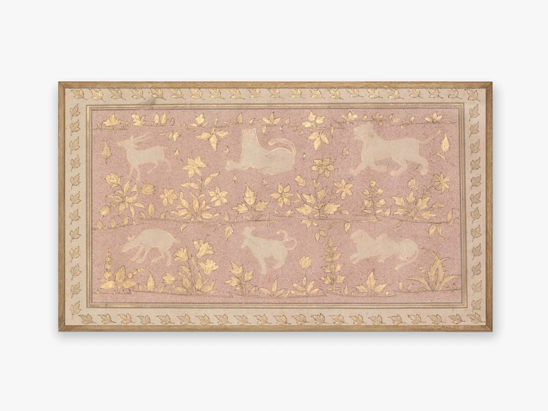 Samsung Frame TV Art Antique Gold and Buff Pattern Tapestry Neutral Decor Digital TV 121 - Etsy | Etsy (US)