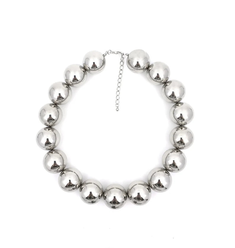 Chunky Silver Ball Necklace, Big Bold Necklace, Statement Necklace, Bridal Necklace, Wedding Neck... | Etsy (US)