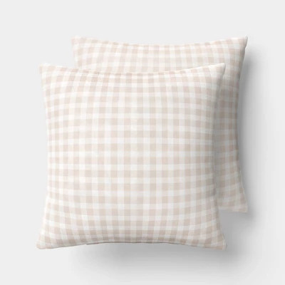 2pk True Gingham Window Pane Toss Throw Pillow Khaki - Room Essentials™ | Target