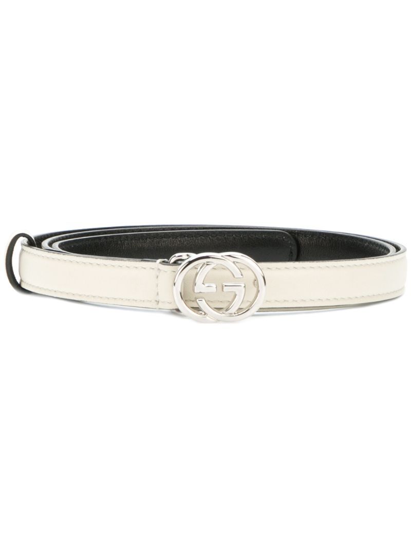 Gucci - GG buckle belt - women - Leather - 75, White, Leather | FarFetch US