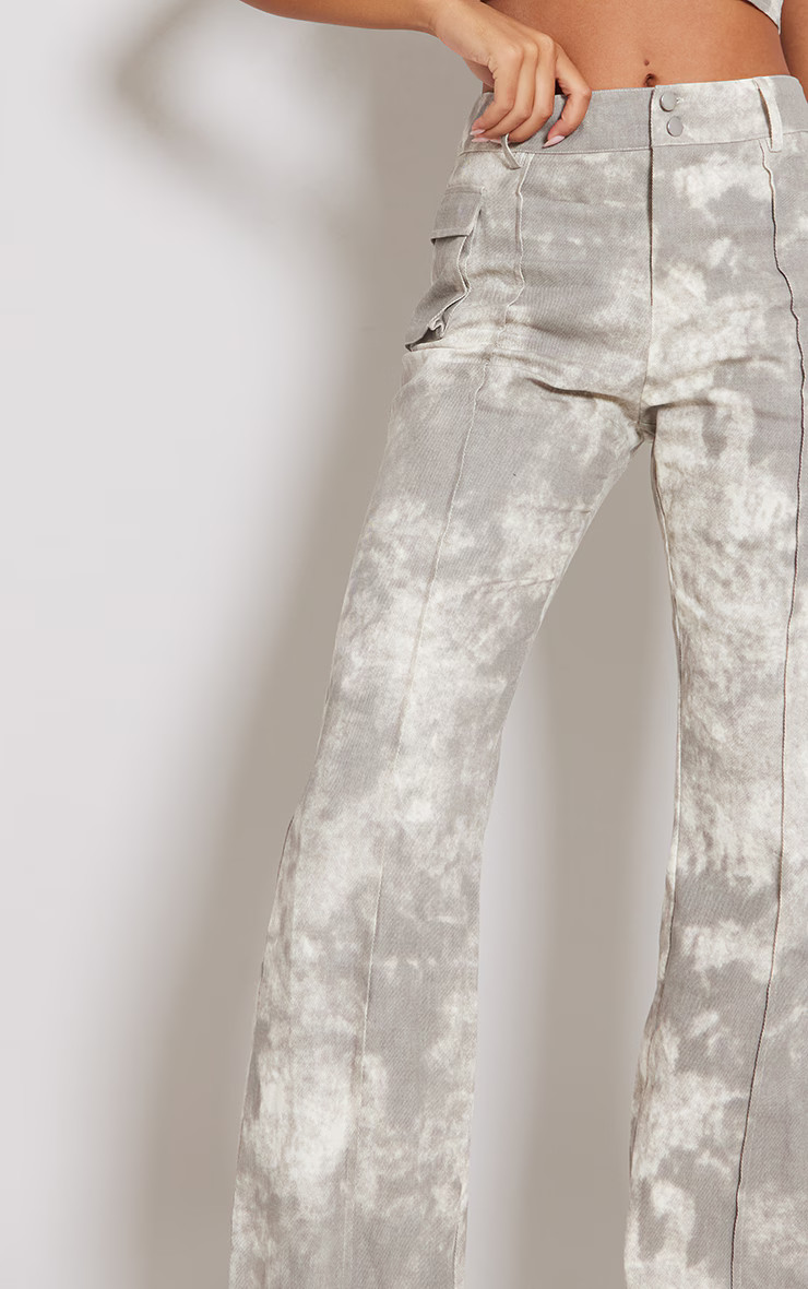 Tall Grey Acid Wash Cargo Pants | PrettyLittleThing US