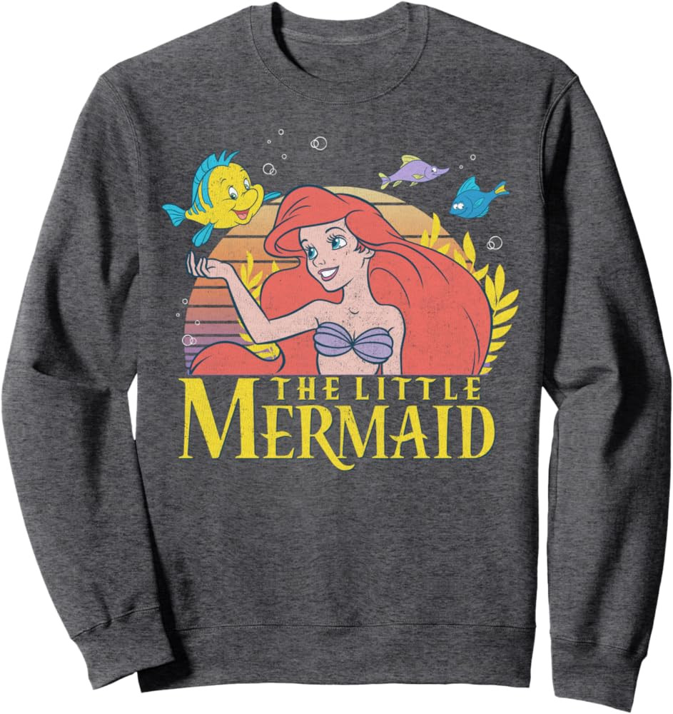 Disney Little Mermaid Ariel Flounder Logo Graphic Sweatshirt Sweatshirt | Amazon (US)